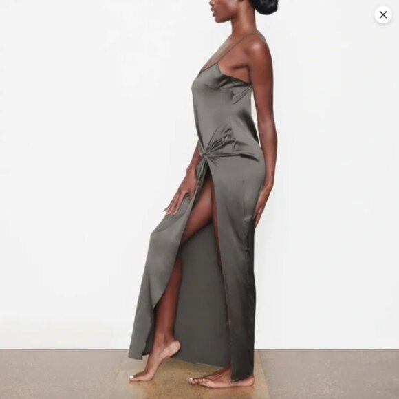 SKIMS Silk Sleep Dress Nightie with High Slit | Size Small - Picture 3 of 11